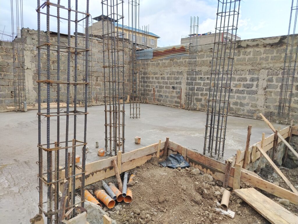 Ground level concrete pouring